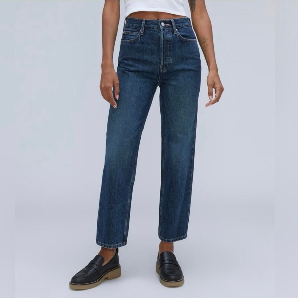 NWT Everlane The '90s Way-High Straight Leg Jean In Dark Indigo Size 28 Regular